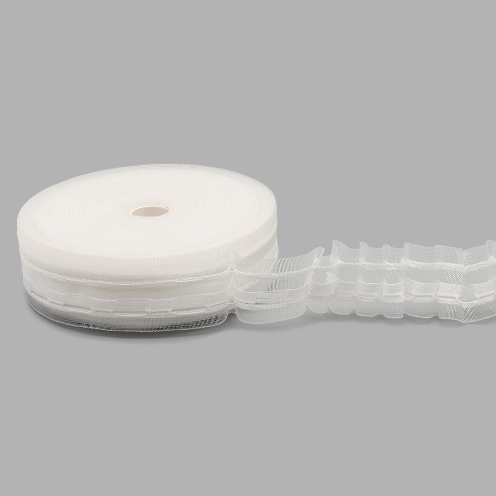 Лента (тесьма) шторная: сборка параллельная (1:2) 40 мм / 50 метров, равномерная