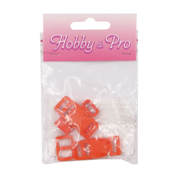 Фастекс (пряжка трезубец), рамка и рамка-регулятор 10мм, пластик, (2 компл.) Hobby&Pro, оранжевый, A03001037-10