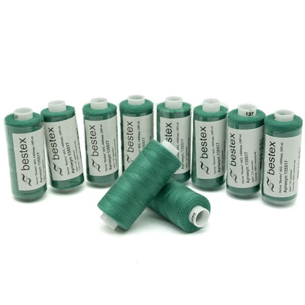 Нитки швейные бытовые Bestex 40/2, 365 м (400 ярд) / 10 кат., 137 хвойно-зеленый