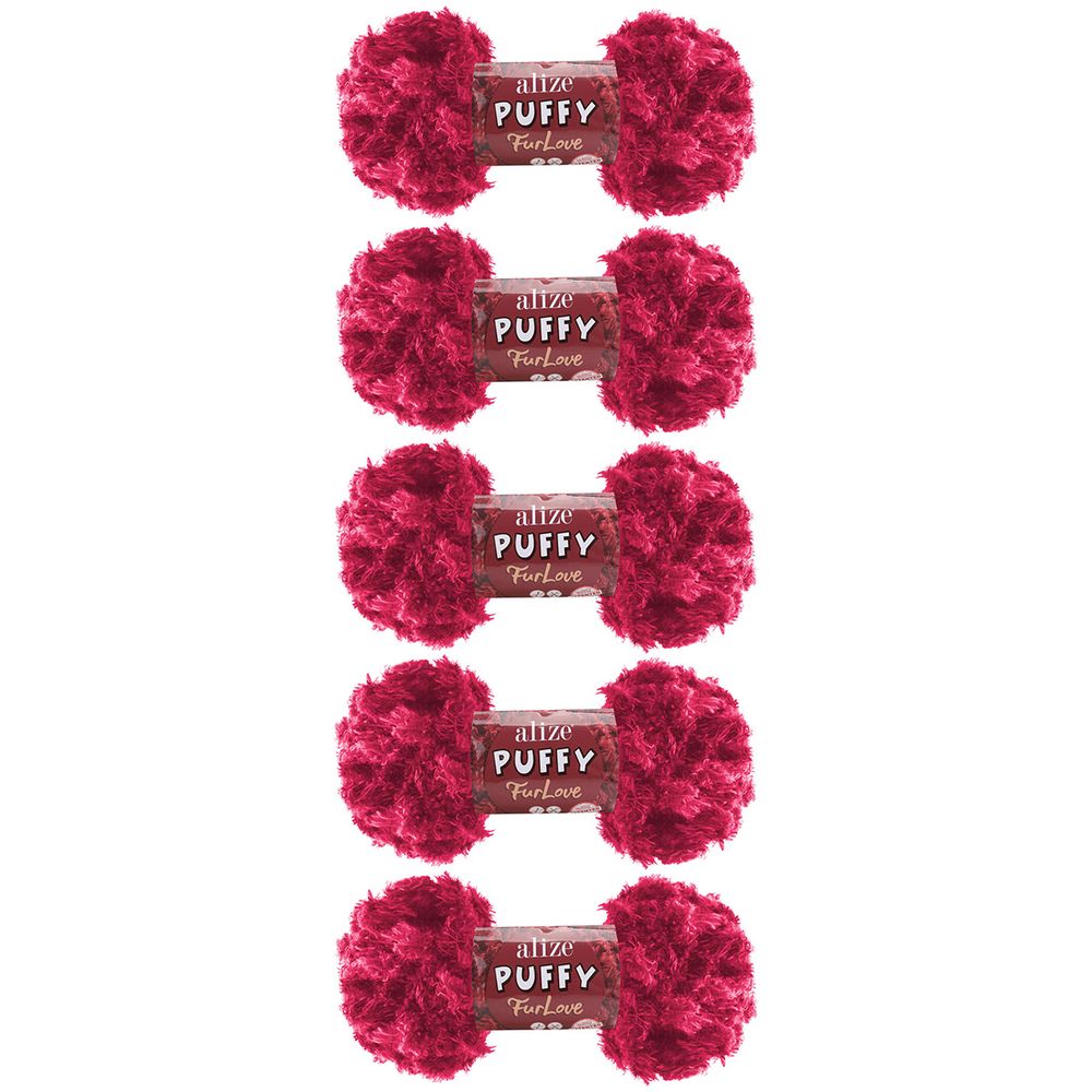 Пряжа Alize (Ализе) Puffy серия Нежный мех (Furlove) / уп.5 мот. по 100г, 6.3м, 798 бугенвиллия