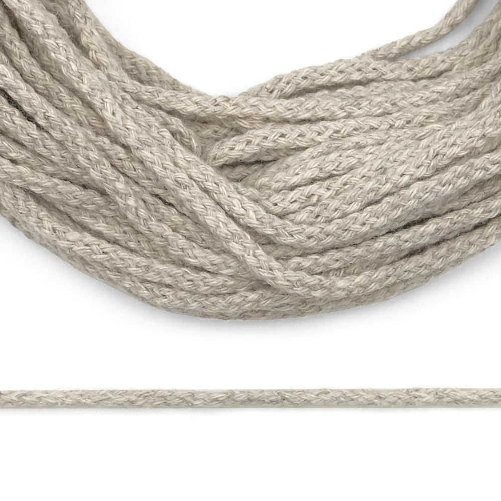 Шнур круглый х/б ⌀3.5 мм / 20 метров, (7092), 63 льняной