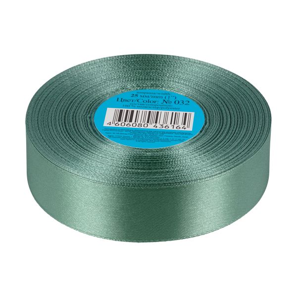 Лента атласная 1-сторонняя 25.0 мм / 33±2 метра, №032 хаки, в термоплёнке, Gamma