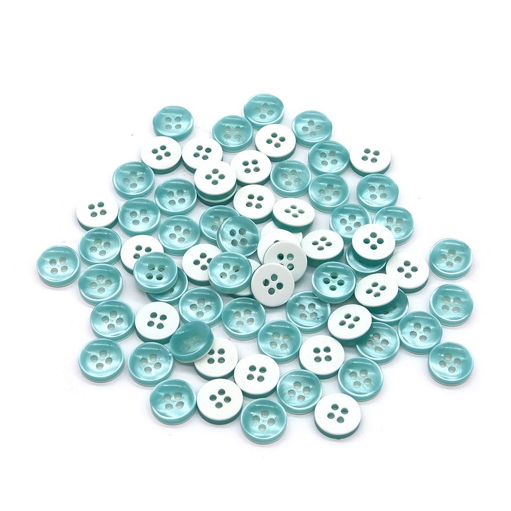 Пуговицы 4 прокола 18L=11 мм, (col.14 бирюзовый) CB, 72 шт