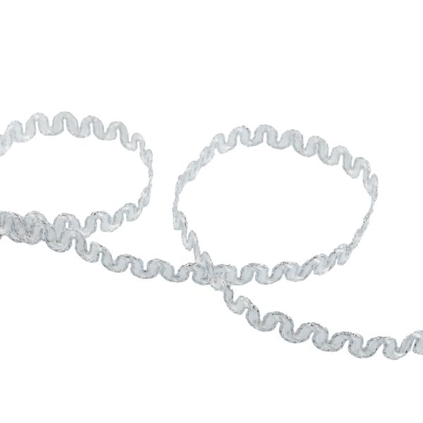 Тесьма декоративная 10 мм / 10 метров, метал. рис. 8657, белый /под серебро, Blitz