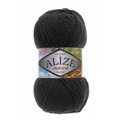 Пряжа Alize (Ализе) Burcum Klasik / уп.5 мот. по 100 г, 210м, 060 черный A
