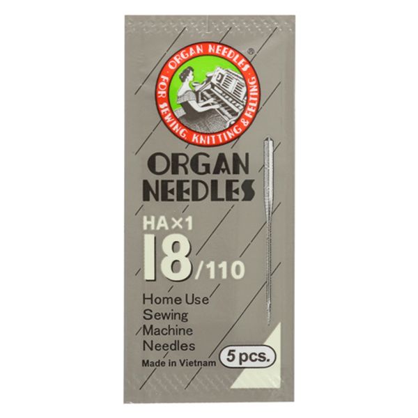 Иглы для швейных машин базовые универсальные HAx1, №110, 5 игл, мягкий блистер, ORGAN