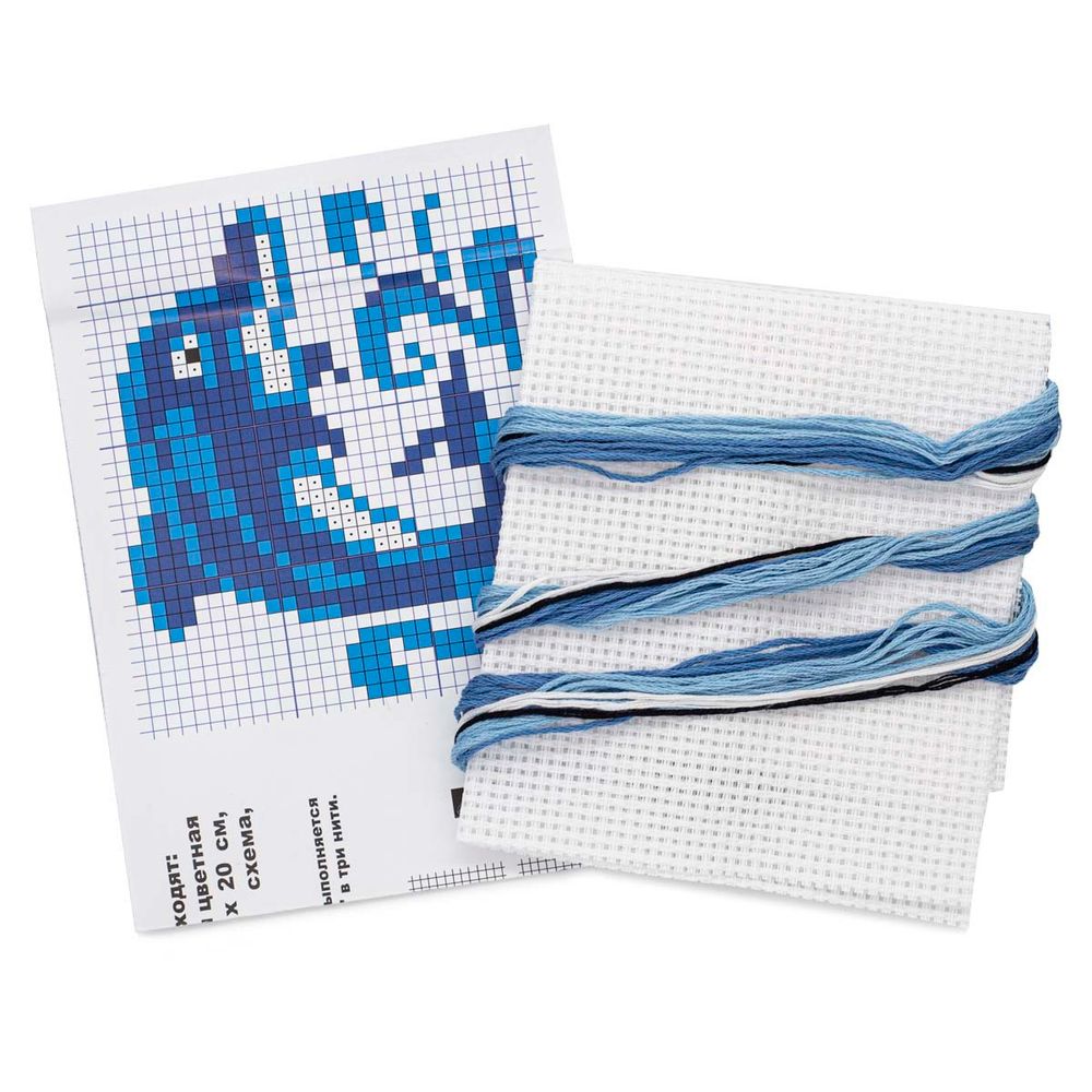 Набор для вышивания нитками РС Студия, Дельфин 7х9 см