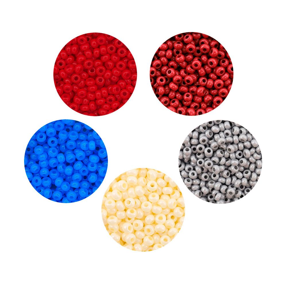 Набор бисера Preciosa 058, 5 цветов по 20 гр, № 10/0 (2.3 мм), диаметр 2,3 мм, 100 гр