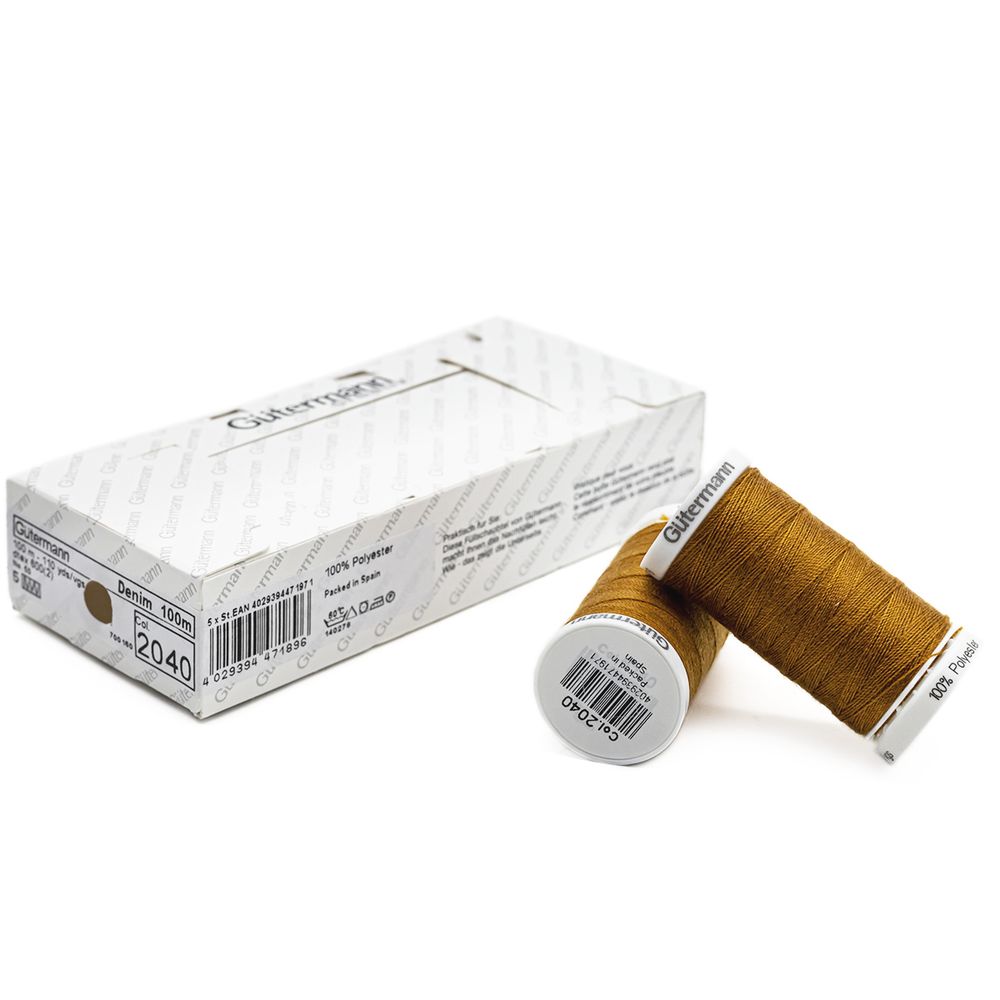Нитки для джинсовых тканей Gutermann Denim 50, 100м, 2040 рыжий, 5 катушек