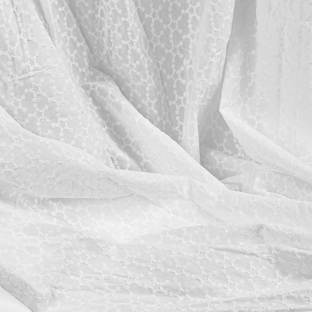 Ткань шитьё (прошва) 100 г/м², 150 см / 2 метра, TBY.Emb.8228.1.2, цв.01 белый