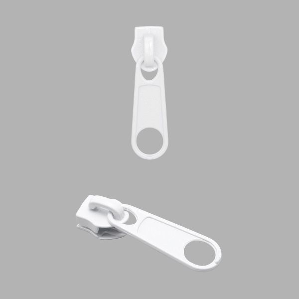 Слайдер (замок) для молнии спираль Т5 (5 мм), без фиксатора, 501 белый, 0292-0009, 100 шт