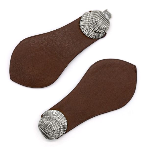 Фурнитура застежка для кардигана кожаная №6 коричневая 21,5 (никель), 2 шт