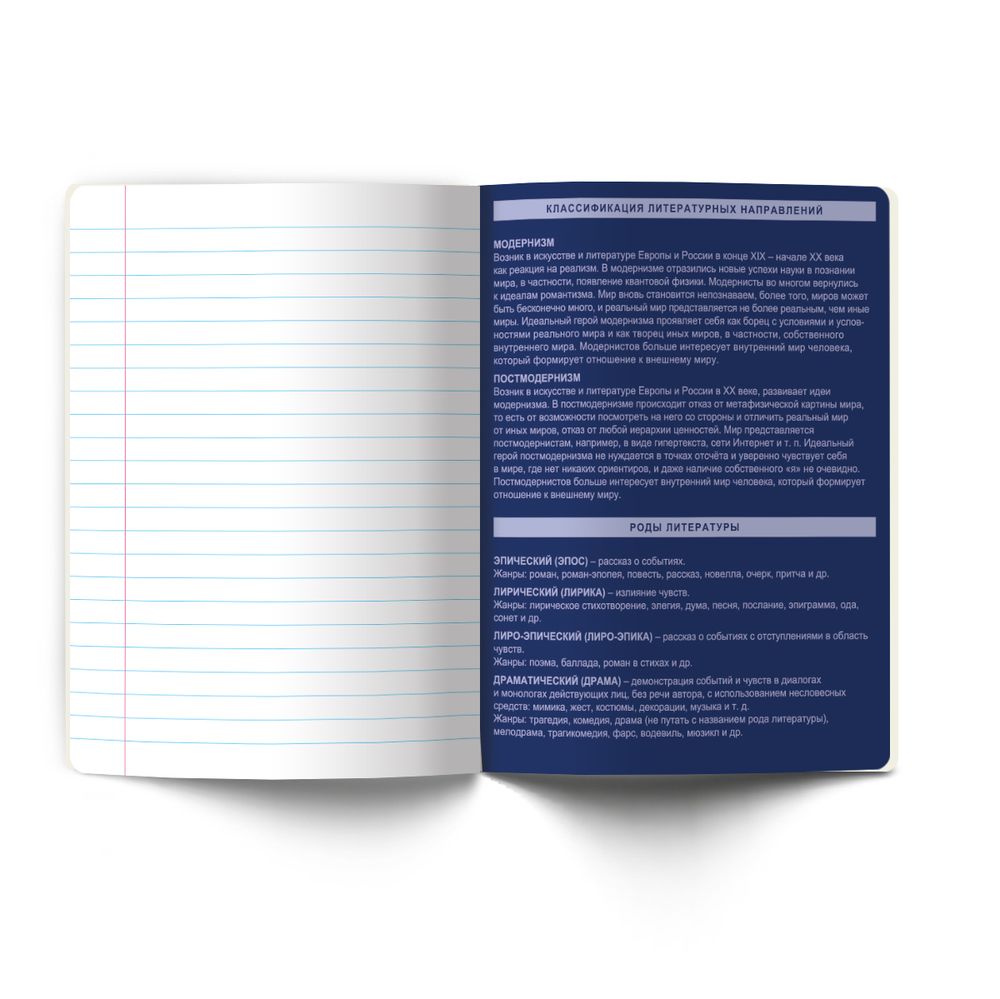 Тетрадь со справочным материалом Золотые главы, тисн.золот.фольгой, A5 48 л. на скобе 65 г/м², белизна 100% 10 шт линия, 01857 Золотые главы Литература, Светоч Т287