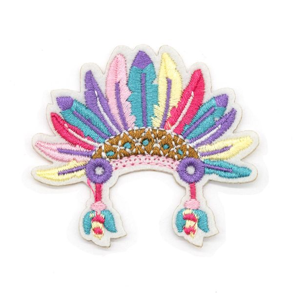 Термоаппликация Венец из перьев, разноцветный 6,2х6,8см, Hobby&Pro