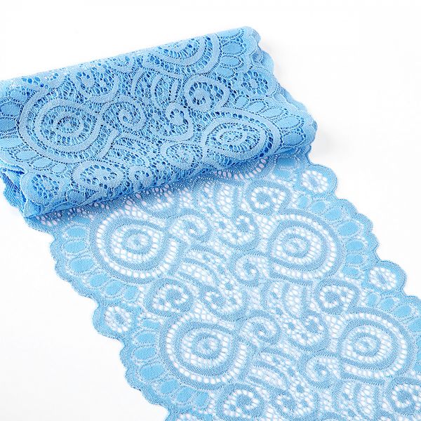 Кружево бельевое эластичное 180 мм / 3 м, TBY.L1351, цв.L3090 голубой, Kruzhevo