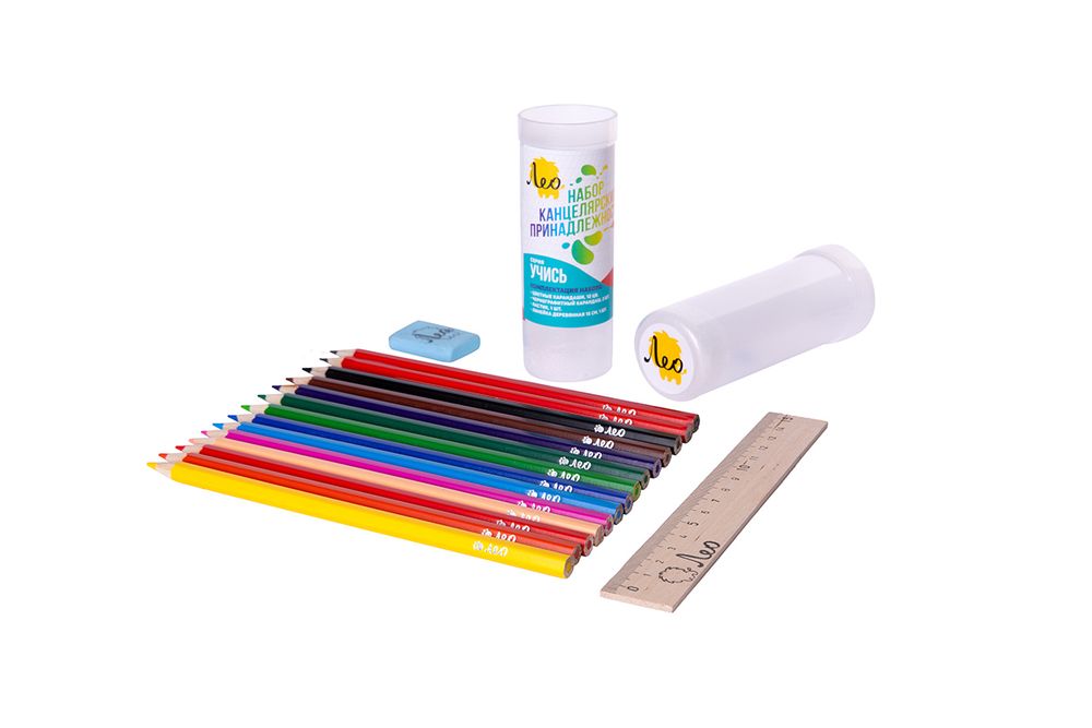 Набор канцелярских принадлежностей в тубусе 16 пред., 2 шт, (в тубусе), Лео LNPER-16