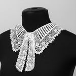 Накладной кружевной воротник 32х35 см, матовая нить Kruzhevo TBY.13/188, цв.белый уп.1шт