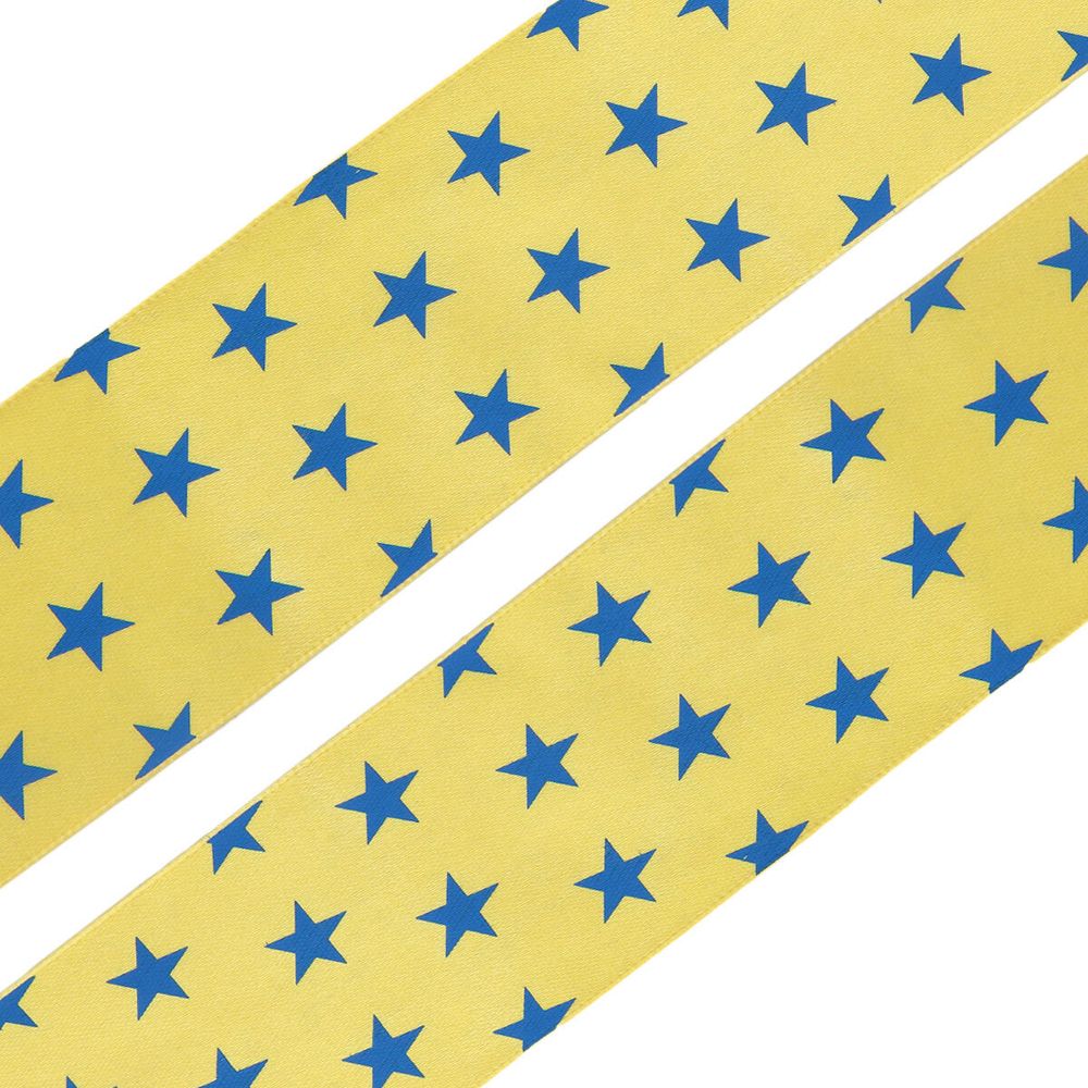 Лента атласная с рисунком 45.0 мм / 3 метра, Звездочки (желтый), Globus