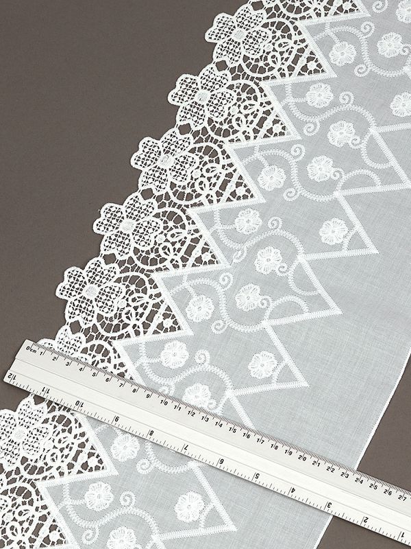 Кружево шитьё 220 мм / 2.7 метра, хлопок, TBY.0027, 01 белый