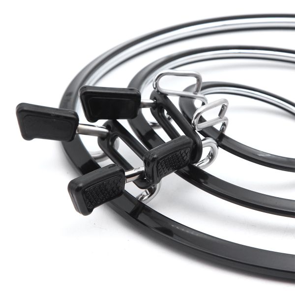 Пяльцы круглые самозапяливающиеся диаметр ⌀5.8 см, ⌀12.6 см, ⌀19.5 см, Nurge, набор, 3 шт, цвет черный