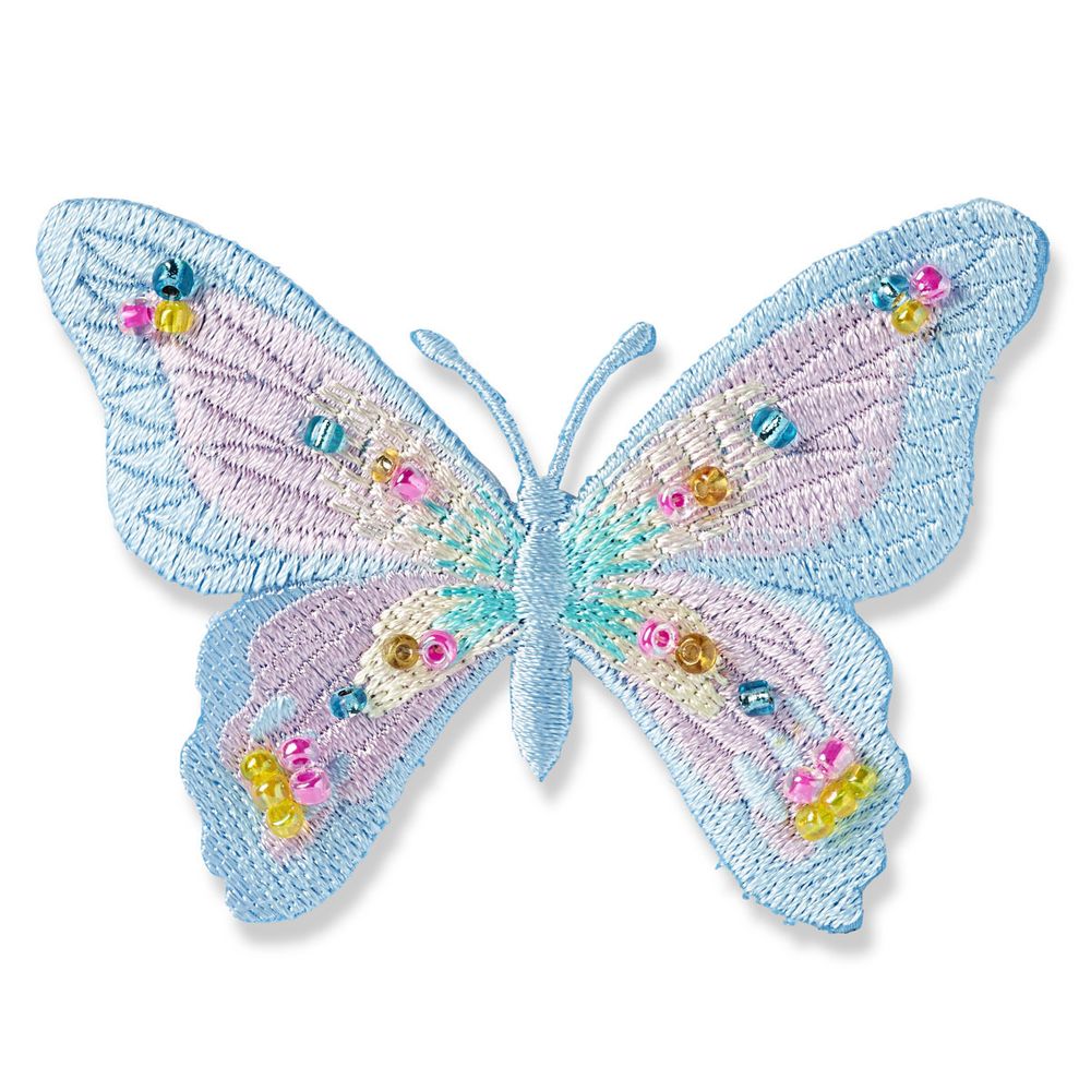 Термоаппликация Эксклюзивная Бабочка голуб. с бусинами Prym