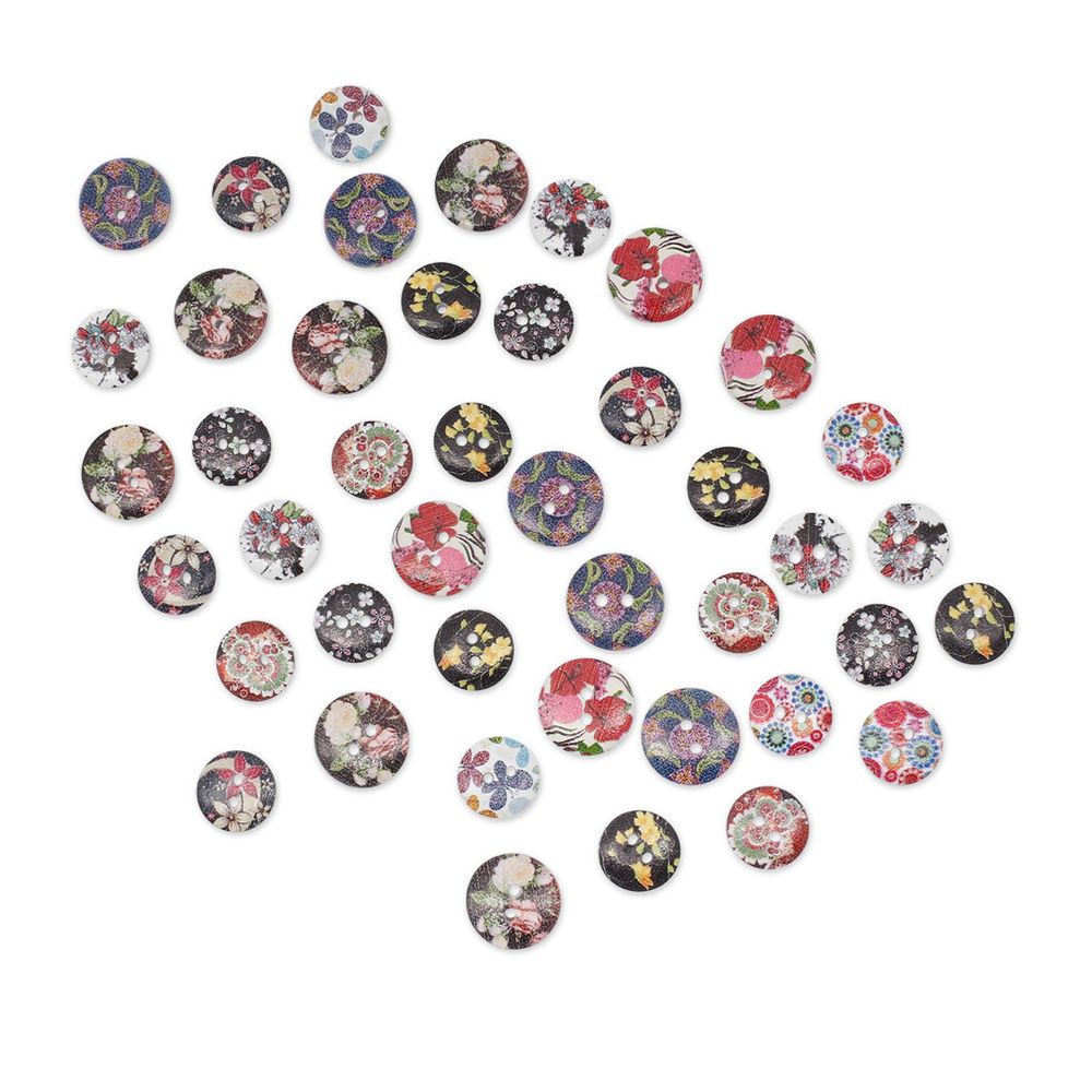 Украшения декоративные пуговицы деревянные Цветы №10, 15-18 мм, 100 шт