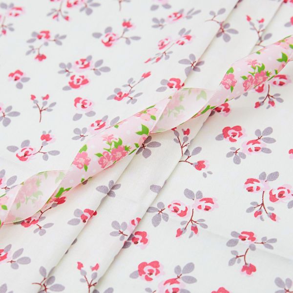 Ткань для рукоделия в наборе х/б с лентой (25728/25303 молочный) 29432