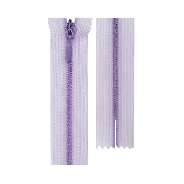 Молния спираль потайная плательная Т3 (3 мм) 1 зам., н/раз., 30 см, сетч.тесьма, 163 сиреневый, G010S Gamma, 10 шт