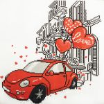 Алмазная (кристальная) мозаика Фрея, Красная машинка, 40х40 см