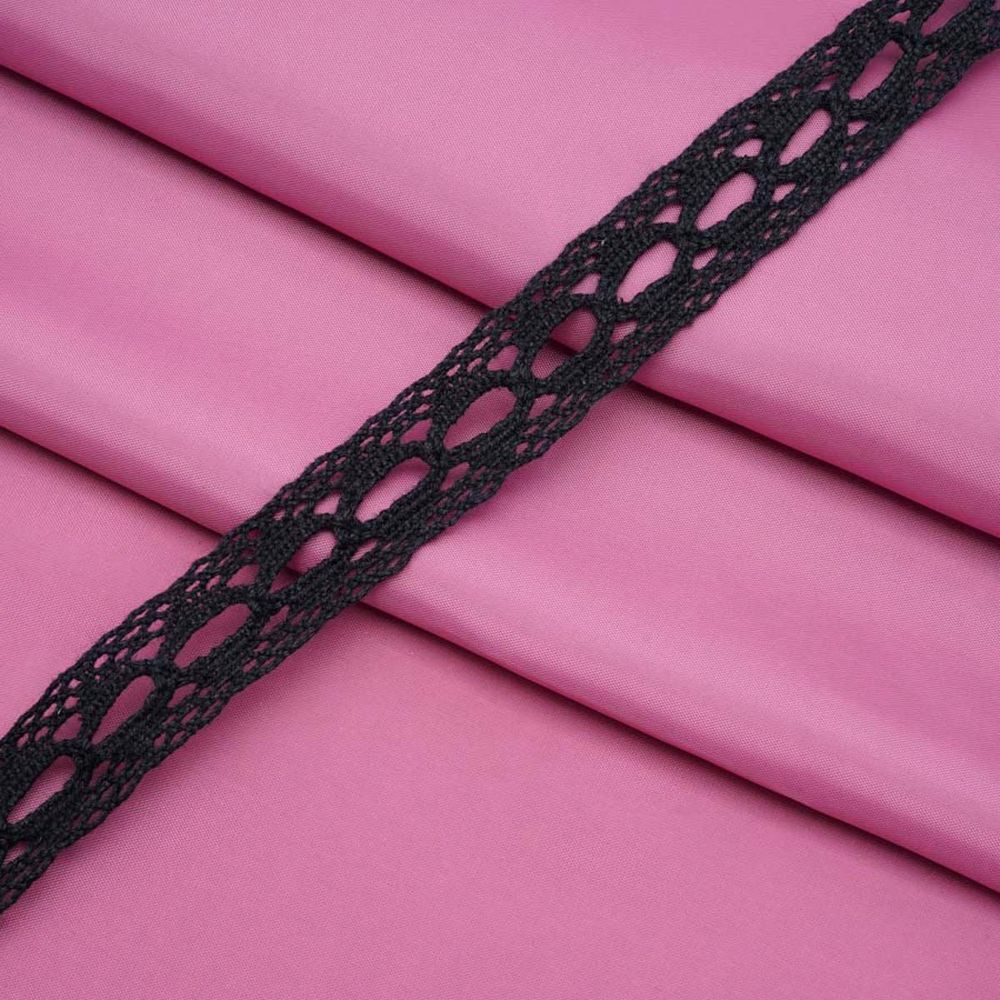 Кружево вязаное (тесьма) 20 мм / 5 метров ±4 см, х/б, черный, 7550-L0132