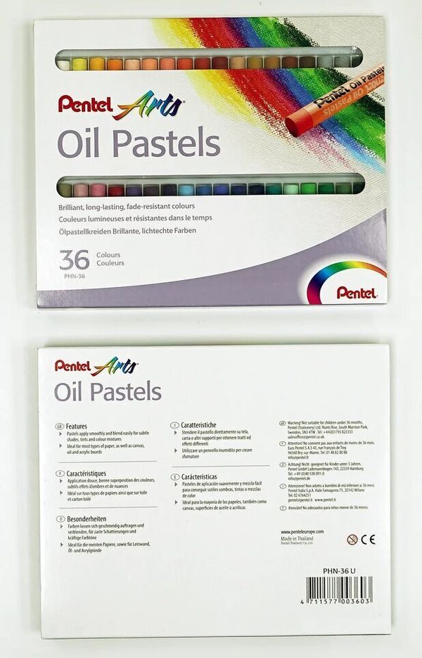 Пастель масляная Pentel в картоне 36 цв, PHN4-36