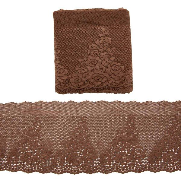 Кружево бельевое эластичное 175 мм / 13.72 м, коричневый