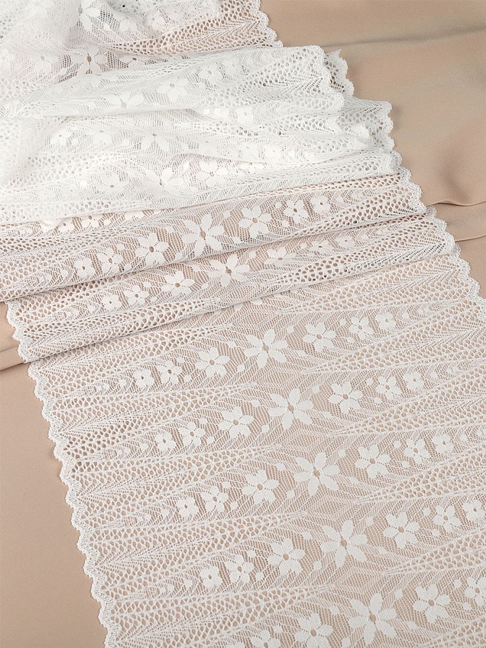 Кружево бельевое эластичное 220 мм / 2.7 м, 1909, цв.004 белый, Kruzhevo