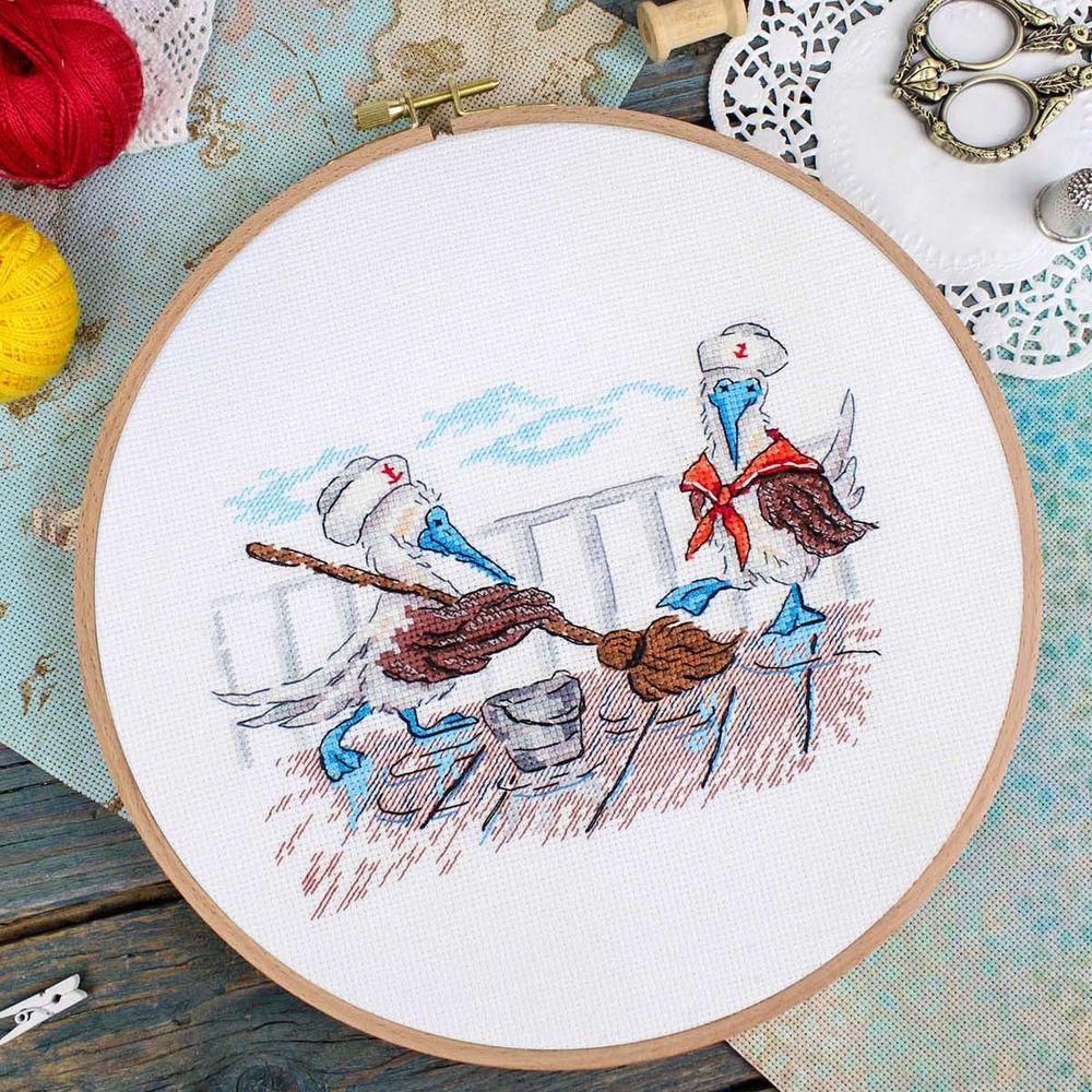 Набор для вышивания нитками МП Студия, Наводим чистоту 12х17см