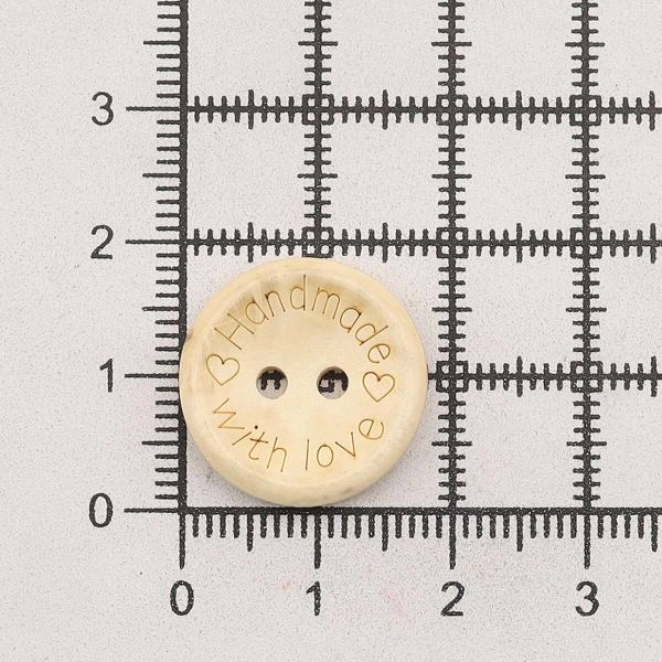 Пуговицы на 2 прокола Handmade with love 28L (18мм), дерево (Milk (молочный)), W22, 36 шт