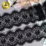 Кружево шантильи (реснички) 100 мм, 9828 цв.2 черный, уп.15м (по 3м), Kruzhevo