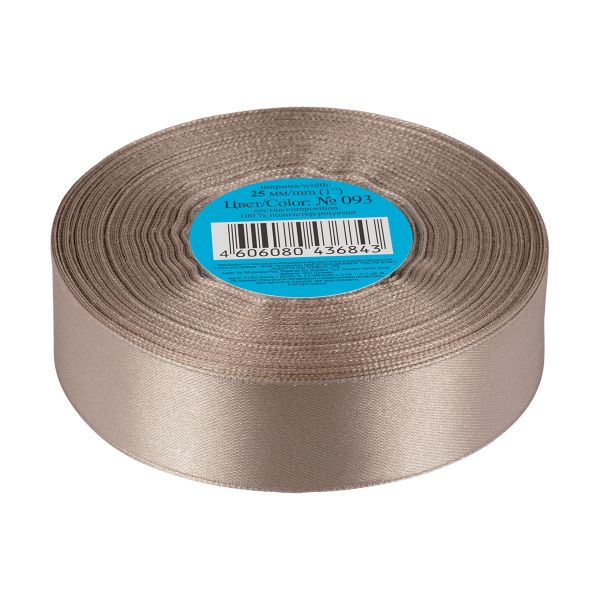 Лента атласная 1-сторонняя 25.0 мм / 33±2 метра, 093 бежевый, Gamma