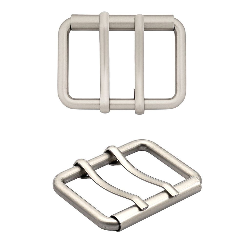 Пряжка прямоугольная 45 мм, с двумя язычками, металл (Nickel Серебро (никель) матовое), МТ_1864, 6 шт