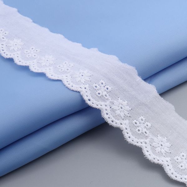 Кружево шитьё 30 мм / 13.72 м, 100% хлопок, белоснежный