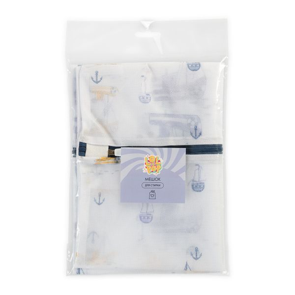Мешок для стирки, ткань 50х60 см, №02 белый/синий, Lol&Pop LLP-318