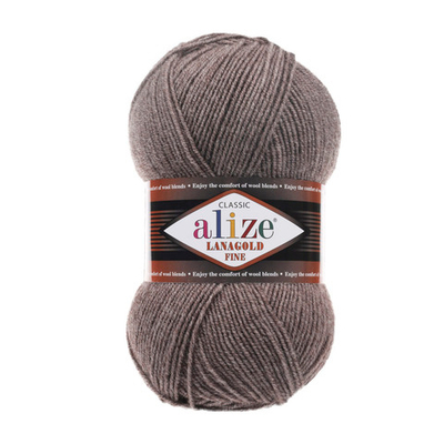 Пряжа Alize (Ализе) Lana Gold Fine / уп.5 мот. по 100 г, 390м, 240 коричневый меланж A