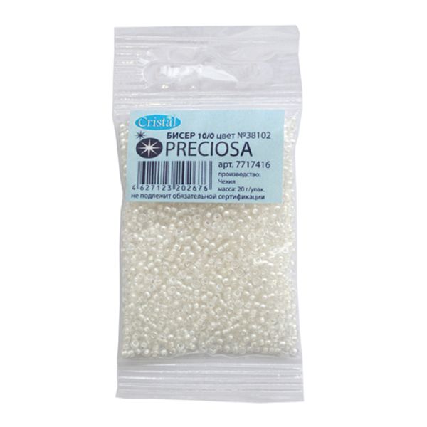 Бисер Preciosa прозрачный с цветным центром 10/0 (2.3 мм), круглое отверстие, 20гр, (38102)331-19001-10/0 (2.3 мм), 5 шт