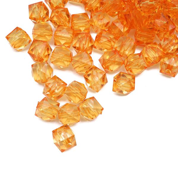 Бусины акрил ⌀10 мм, прозрач. в цвете, граненый куб, 50 г, Astra&Craft (MG.3245-21 жёлтый)