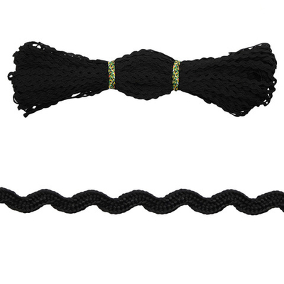 Тесьма вьюнчик, 3 мм, 30 метров (черный), 30 метров