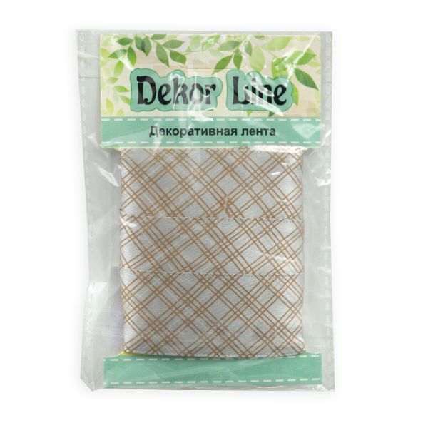 Лента атласная с рисунком Пересечение 25.0 мм / 3 метра, белый, Globus