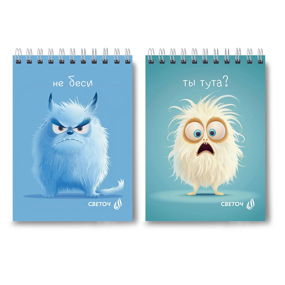 Блокнот на гребне, выборочный лак, A6 40 л., 6 шт, клетка, Не беси! 01224, Светоч Б124