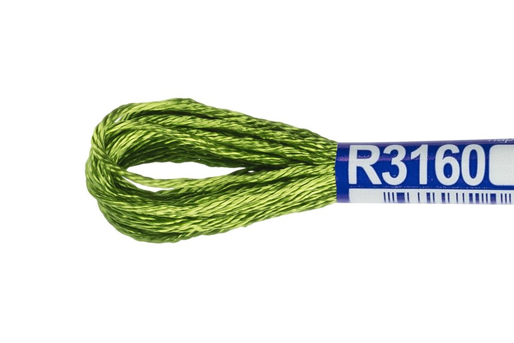 Мулине Gamma вискоза 100%, цв.R3160 яр-зеленый, 12 мотков по 8 метров