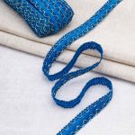 Тесьма отделочная вязаная 10 мм / 10 метров, рис 9254, синий/золото, С3729г17/1