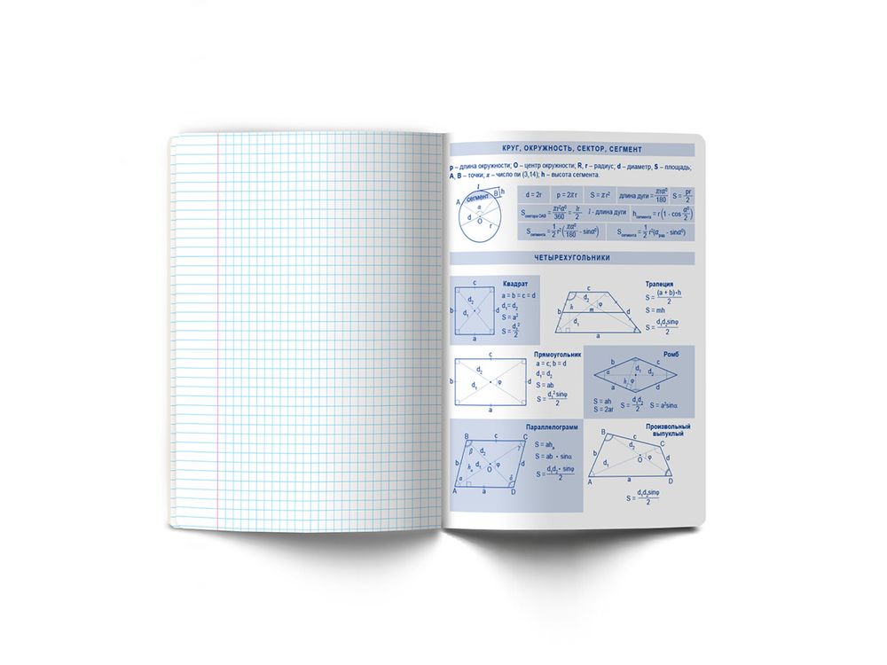 Тетрадь со справочным материалом Доска желаний, A5+ 48 л. на скобе 60 г/м², белизна 90%, 10 шт, клетка, 000514 Геометрия, Светоч 48ТПСКд5_0_2_1