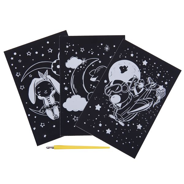 Набор для творчества Гравюра мини Мечтатели (серебро), 10х15 см, 1х3 шт, Hobbius GHPM-20